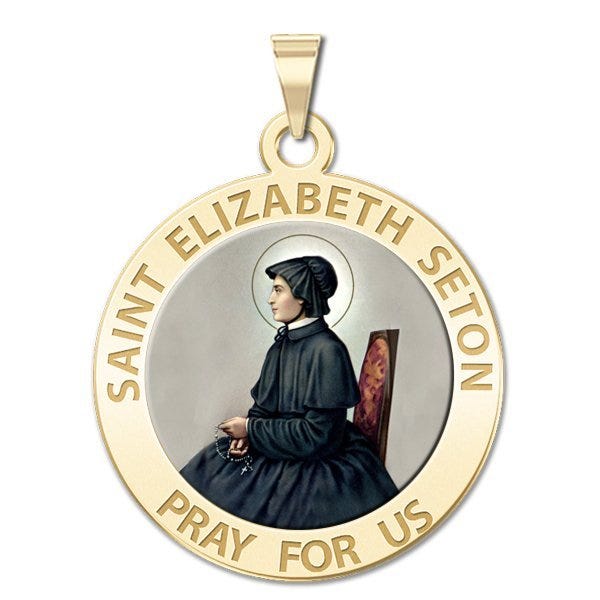 Saint Elizabeth Seton Round Religious Medal "Color EXCLUSIVE"