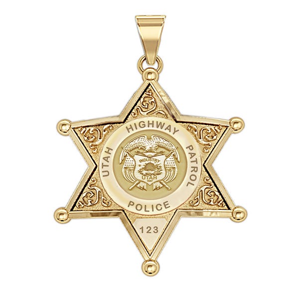 Personalized Utah Highway Patrol Badge with Rank, Number & Dept.