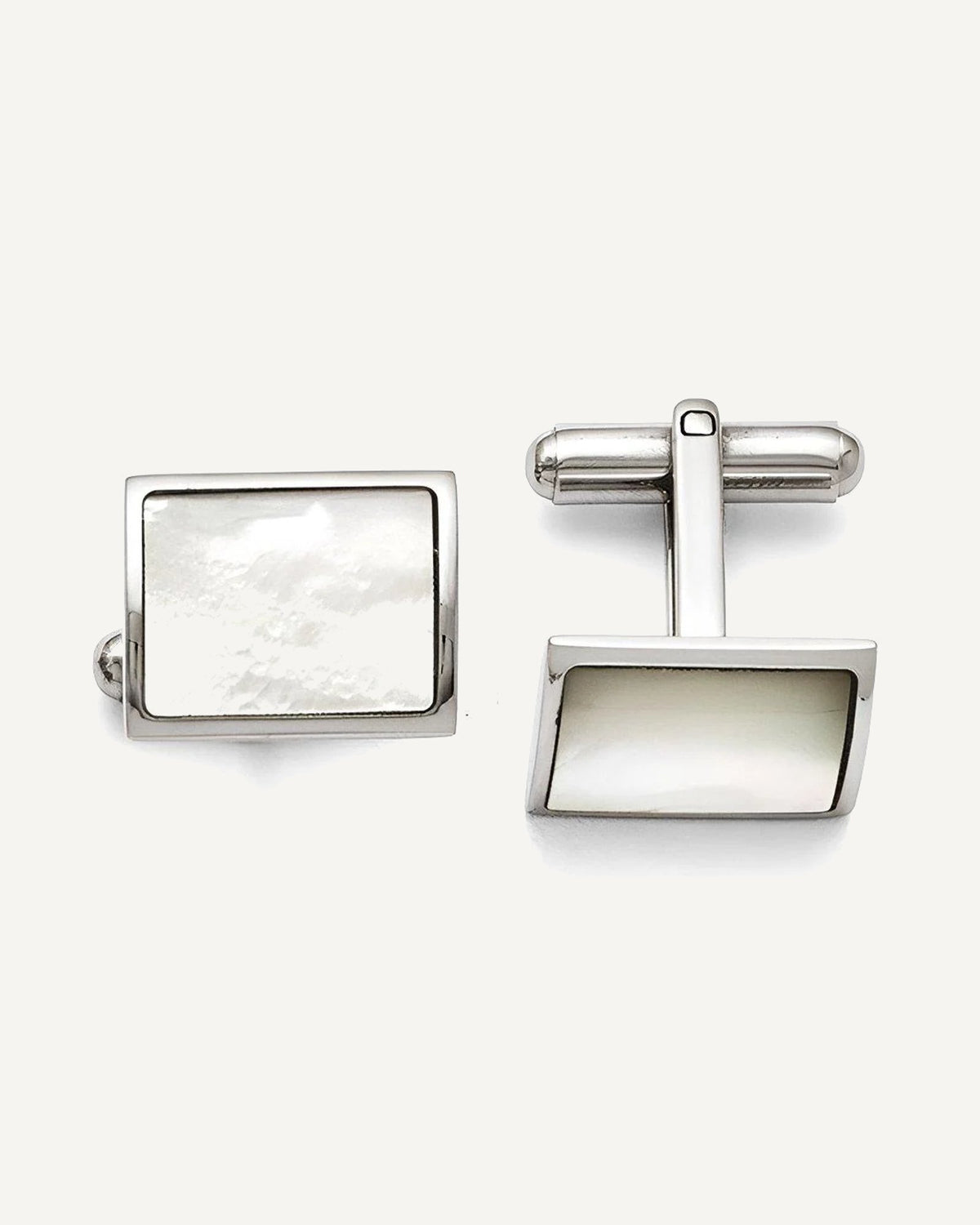 Stainless Steel Polished Mother Of Pearl Cufflinks