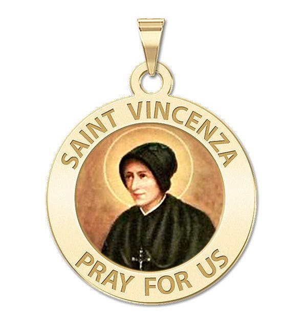 Saint Vincenza Round Religious Medal Color
