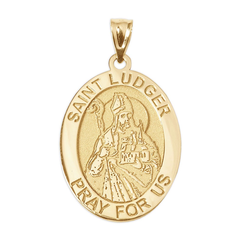 Saint Ludger OVAL Religious Medal
