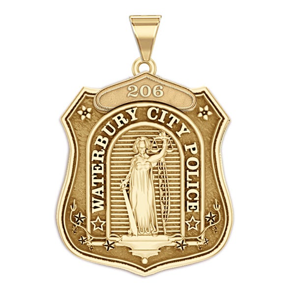 Personalized Waterbury, Connecticut Police Badge with Your Number