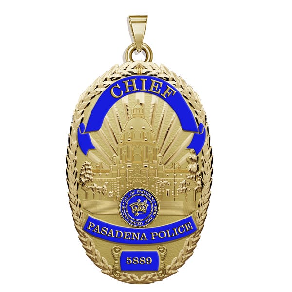Personalized Pasadena California Sheriff Badge with Rank, Number & Dept.