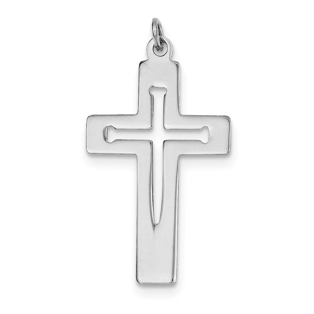 Sterling Silver Rhodium-plated Latin Cross Pendant