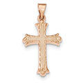 14K Rose Gold Brushed and Polished Budded Cross Pendant
