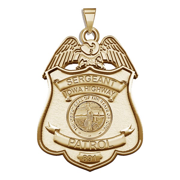 Personalized Iowa Patrolman Police Badge with Your Rank, Number & Department