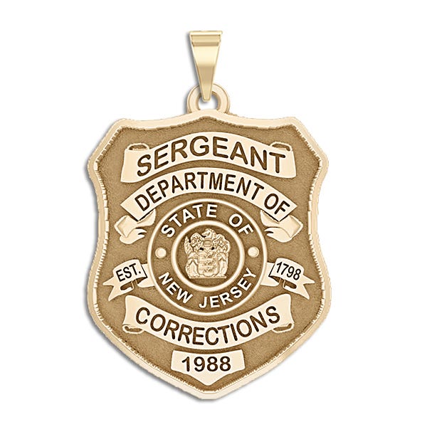Personalized New Jersey Correction Police Shield Badge with Your Rank, Number & Department