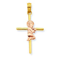 14k Two-Tone Praying Boy Cross Pendant