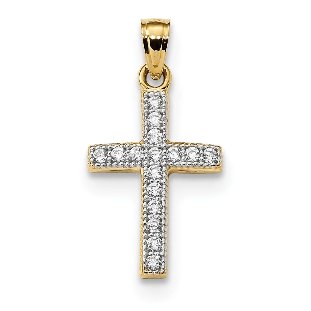 14k CZ Latin Cross Pendant
