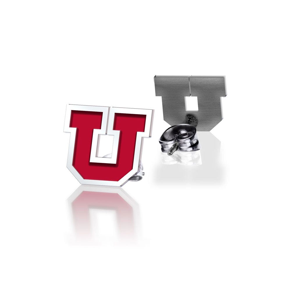 Pair Of Color Enamel University of Utah U Earrings