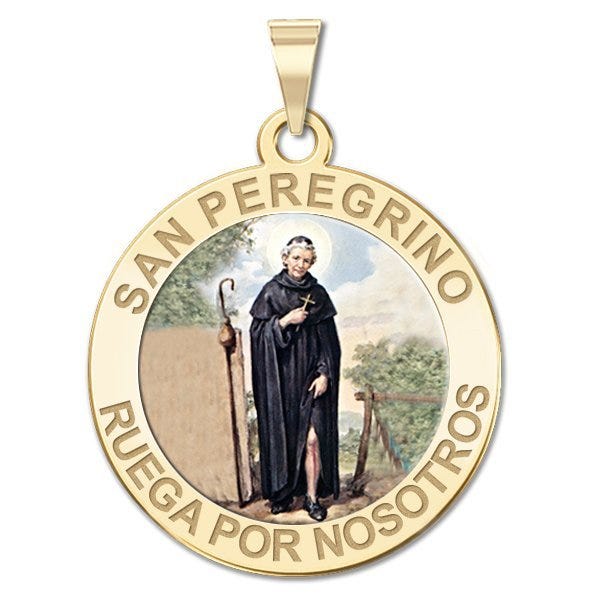 San Peregrino Round Religious Color Medal "EXCLUSIVE"
