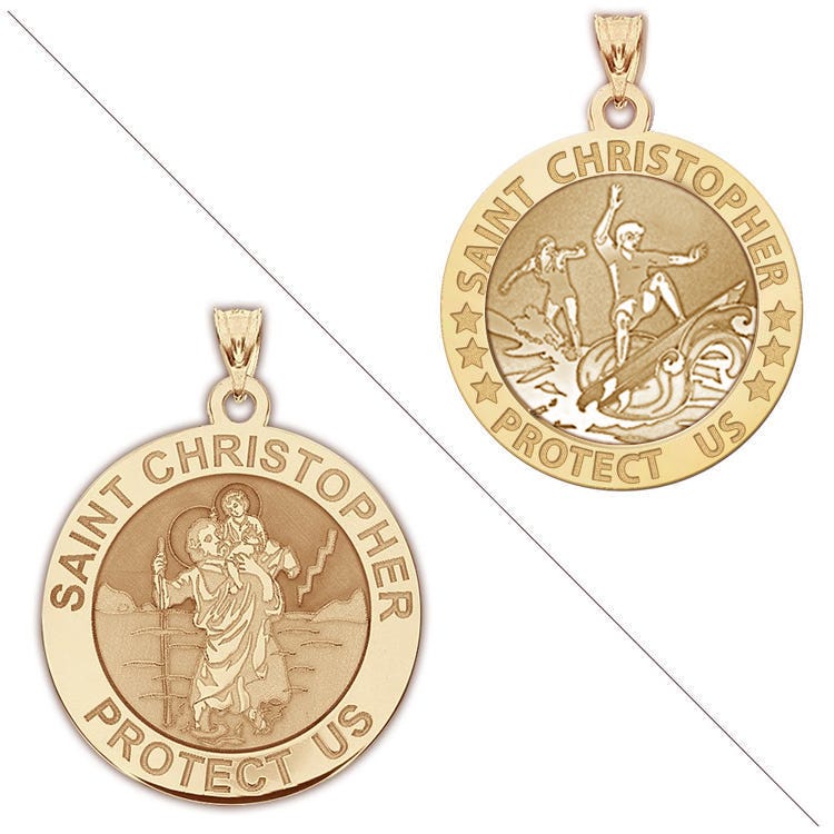 Surfing or Surf (Boy & Girl) - Saint Christopher Doubledside Sports Religious Medal "EXCLUSIVE"