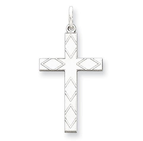 Sterling Silver Laser Designed Cross Pendant