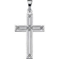 14K White Gold CROSS PENDANT W/DESIGN