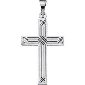 14K White Gold CROSS PENDANT W/DESIGN