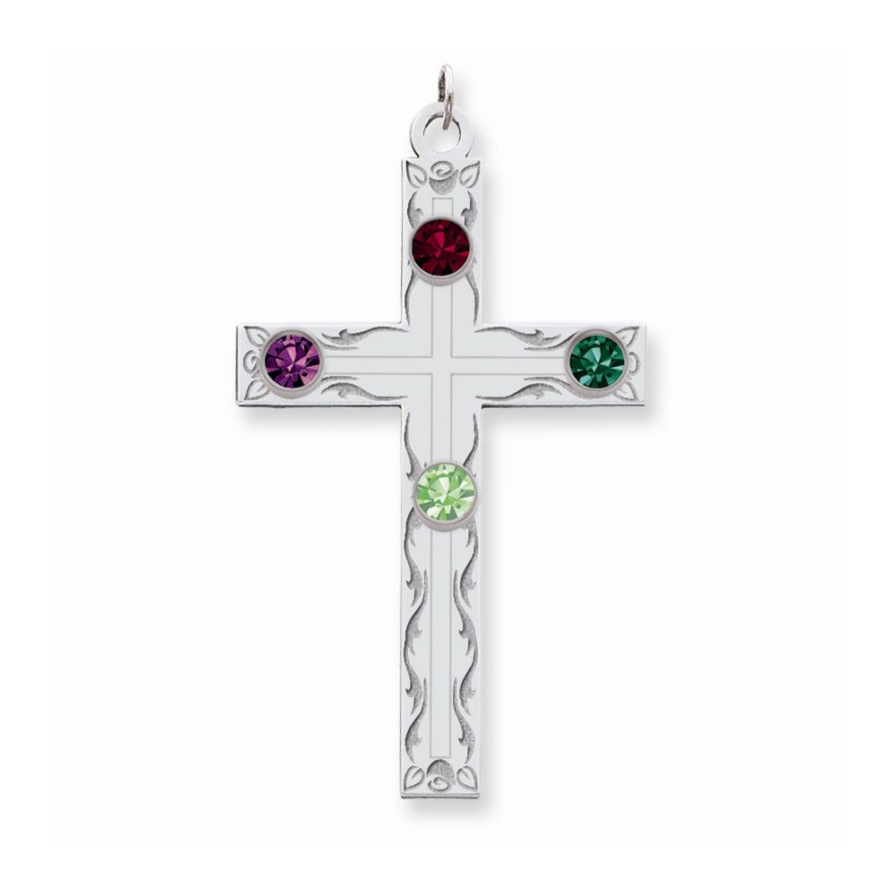 Sterling Silver Crystal Family Cross Pendant