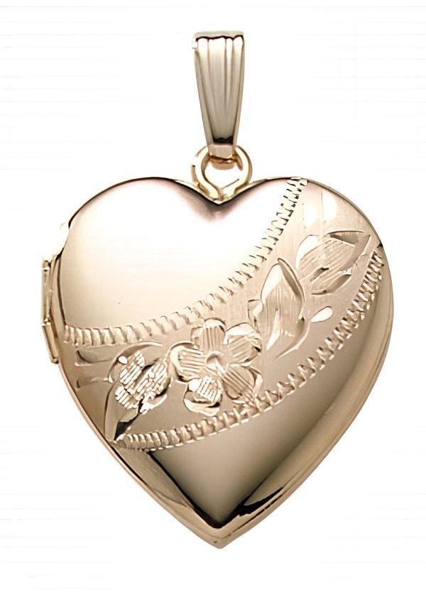 14K Gold Filled Heart Photo Locket - 3/4 inch x 3/4 inch