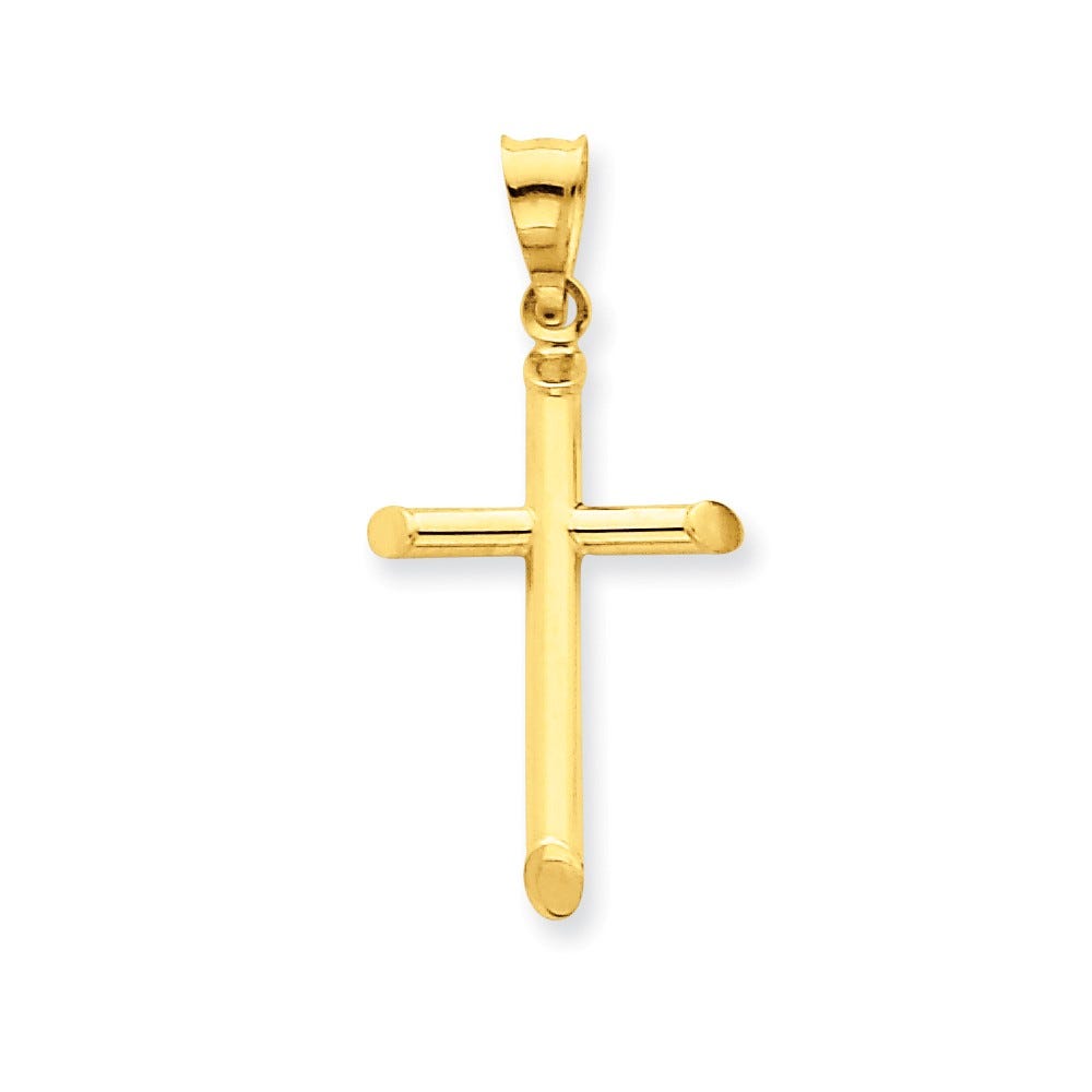 14k 3-D Polished Hollow Cross Pendant