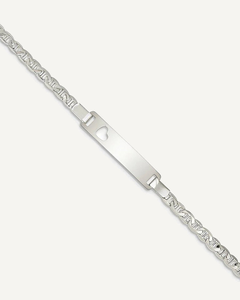Custom Engraved Sterling Silver Children's Heart Cutout ID Bracelet