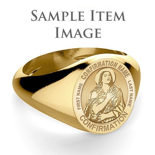 Custom Saint w/ Personalized Saint Name Confirmation Religious Ring