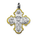 Sterling Silver Rhodium-plated 4-way Medal