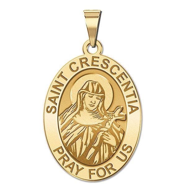 Saint Crescentia Round Religious Medal - Oval