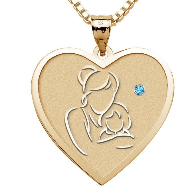 Mother and Daughter - Heart Pendant with Birthstone