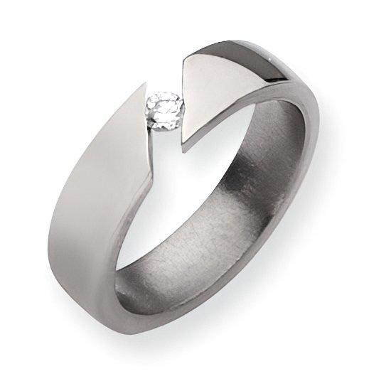 Titanium 6mm Diamond Polished Wedding Band