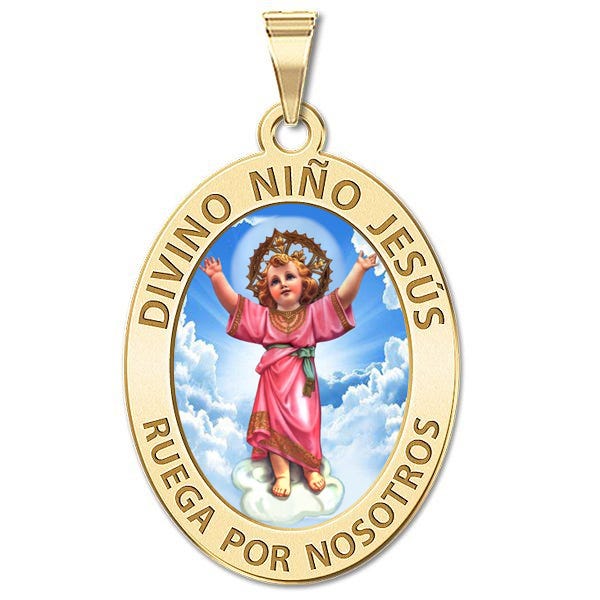 Divino Nino Jesus Oval Religious Color Medal