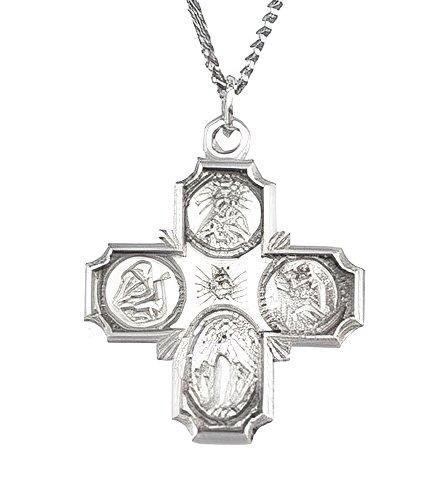 Sterling Silver 4 Way Cross Religious Medal