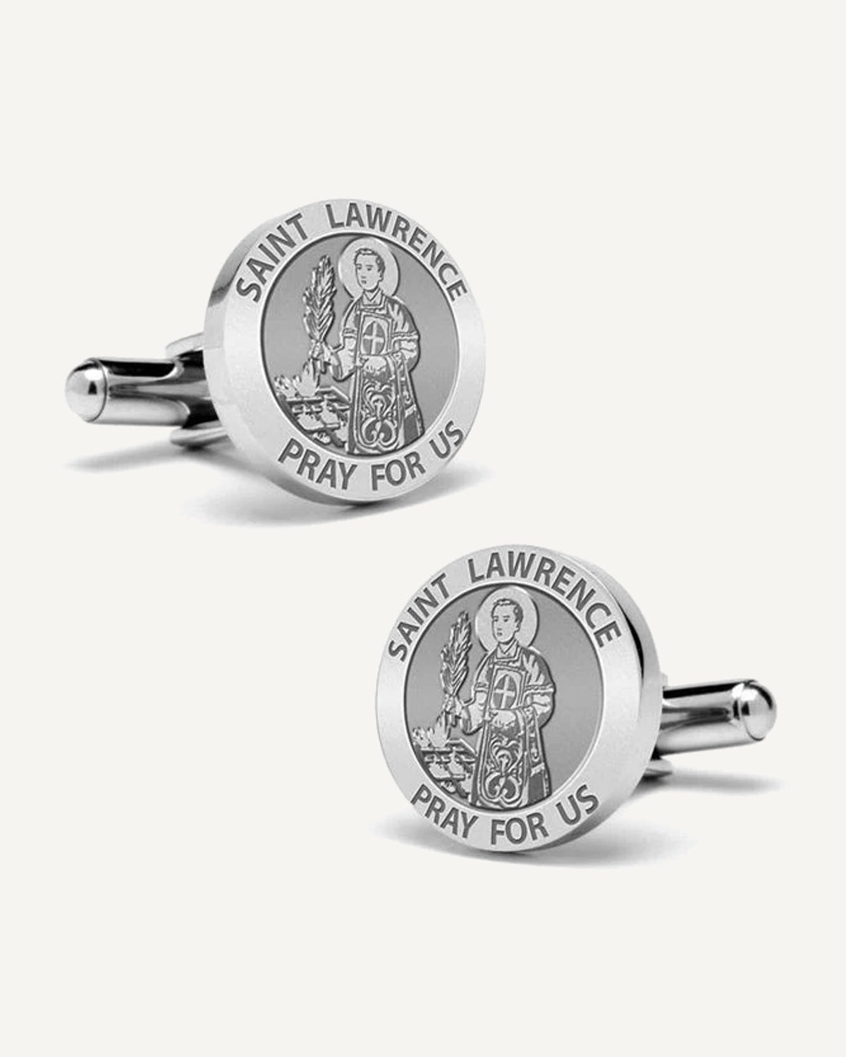 Saint Lawrence of Rome Stainless Steel Cufflinks