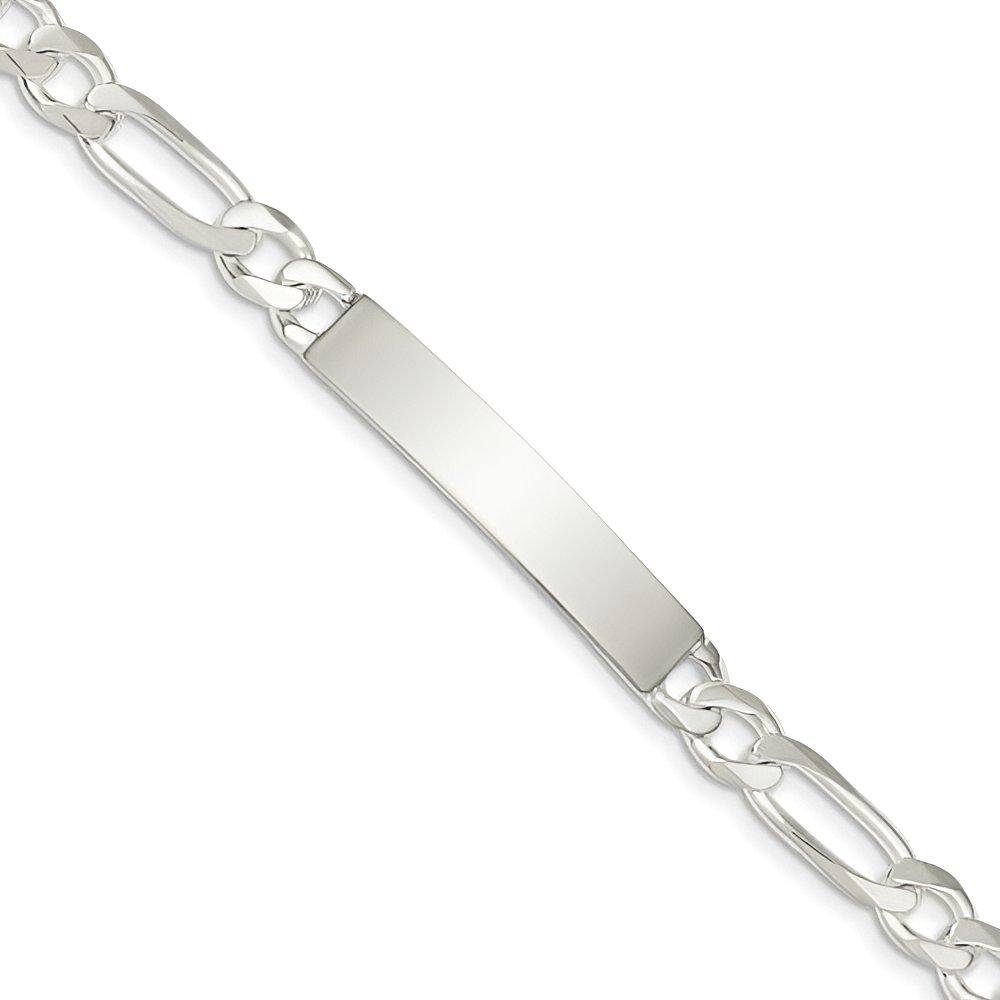 Custom Engraved Sterling Silver Men's Figaro Link ID Bracelet