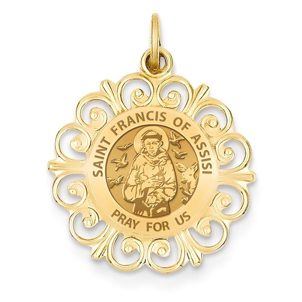 Saint Francis of Assisi Round Filigree Religious Medal