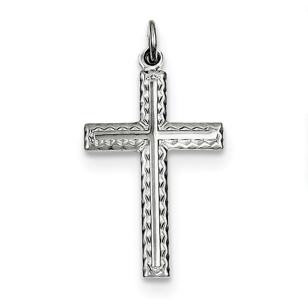 Sterling Silver Rhodium-plated Cross Charm