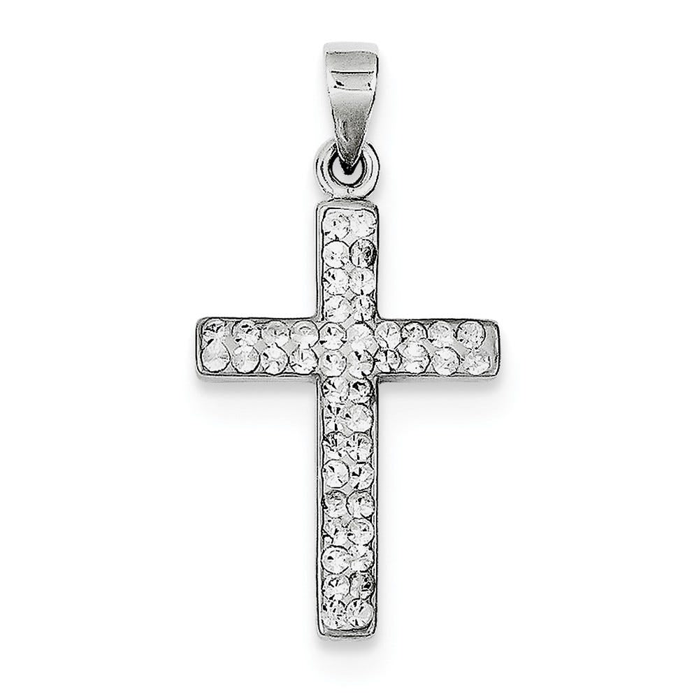 Sterling Silver Rhodium Plated Stellux Crystal Cross Pendant