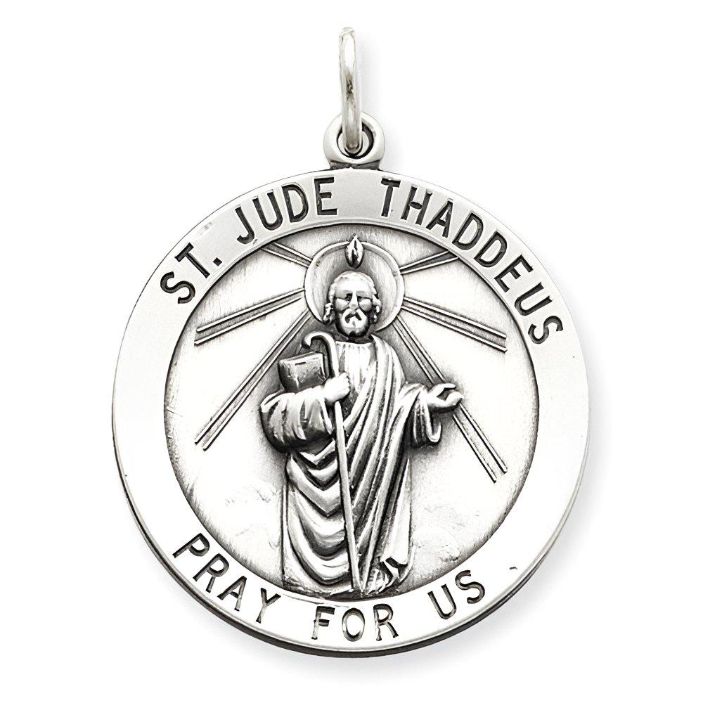 Sterling Silver Round Antiqued Saint Jude Medals