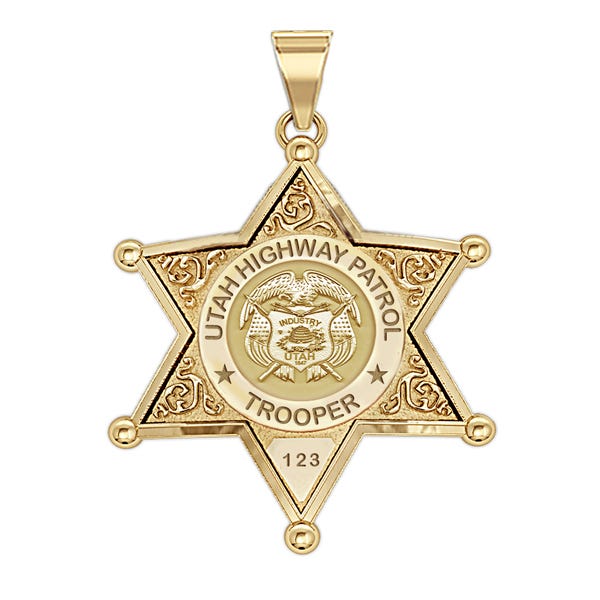 Personalized Utah Trooper Badge with Rank, Number & Dept.