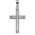 14K White Gold CROSS PENDANT W/DESIGN