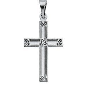 14K White Gold CROSS PENDANT W/DESIGN