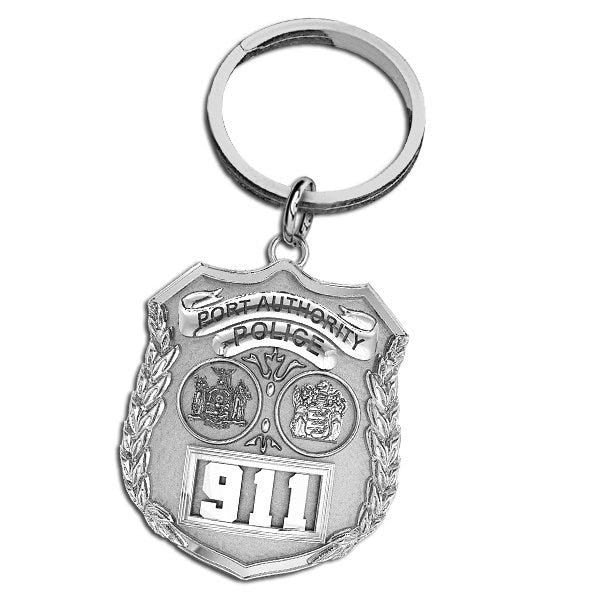 Personalized Port Authority Police Badge Keychain w/ Your Number