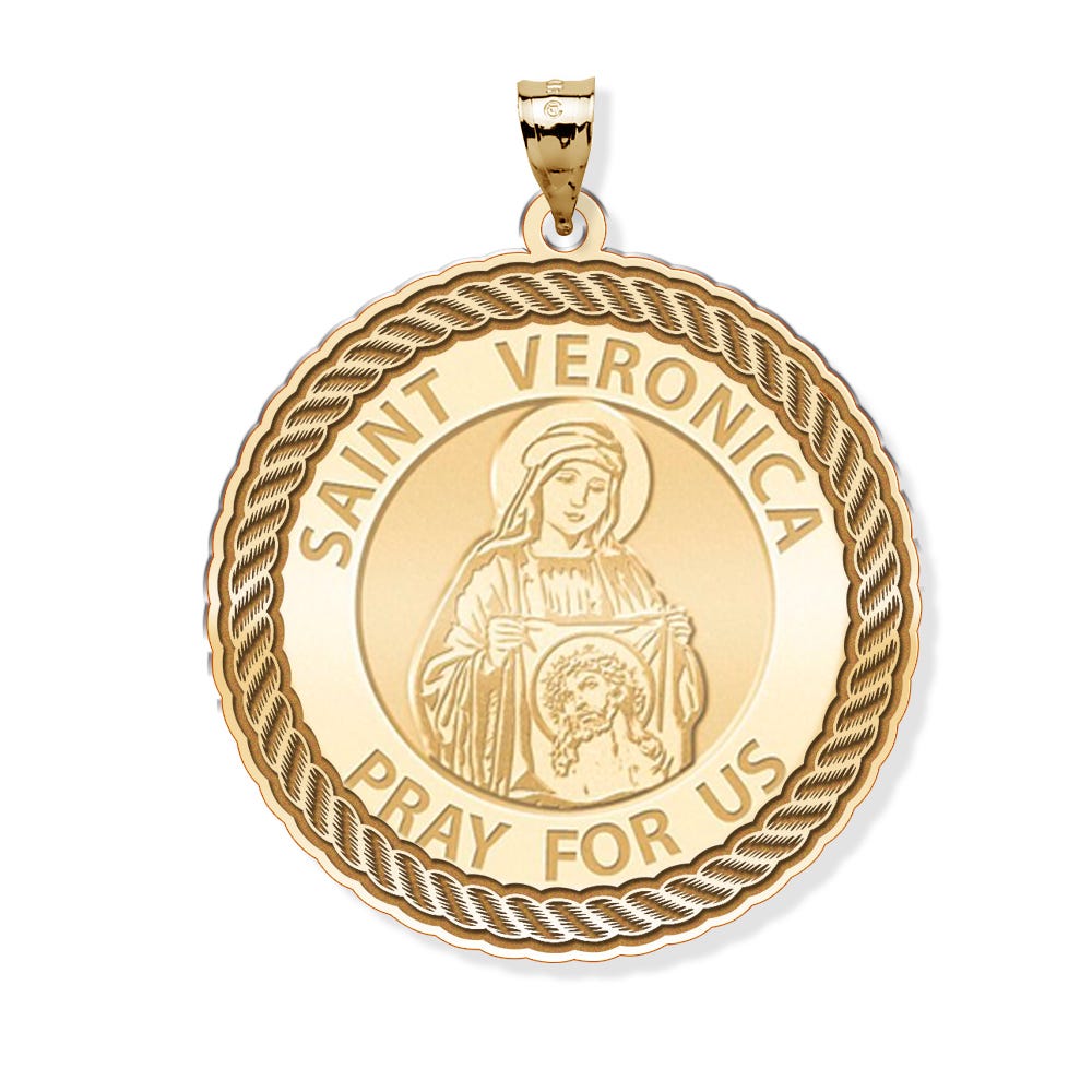 Saint Veronica Round Rope Border Religious Medal