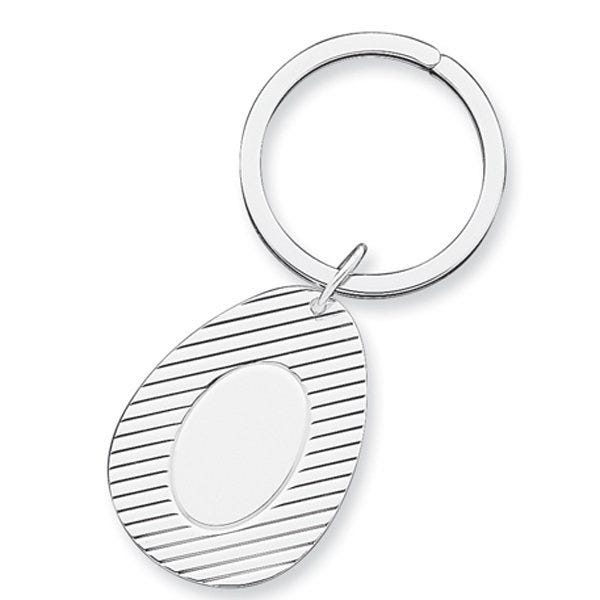 Engravable Sterling Silver Keychain - Sterling Silver 1 Inch Wide x 1 1/2 Inch Tall