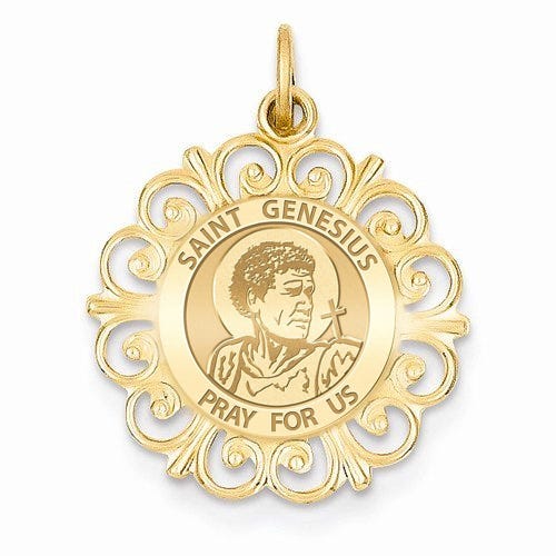 Saint Genesius Round Filigree Religious Medal  "EXCLUSIVE"