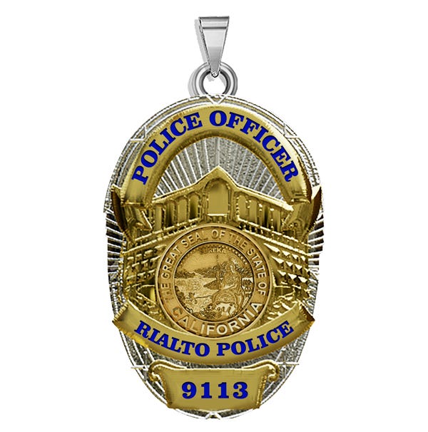 Personalized California Rialto Police Badge with Your Rank and Number