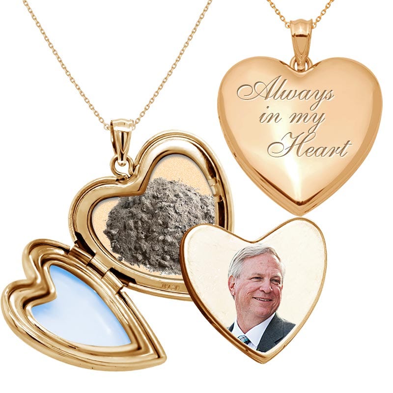 'Always in my Heart' Cremation & Hair Photo Locket