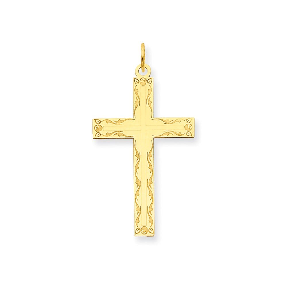 14K Laser Designed Cross Pendant
