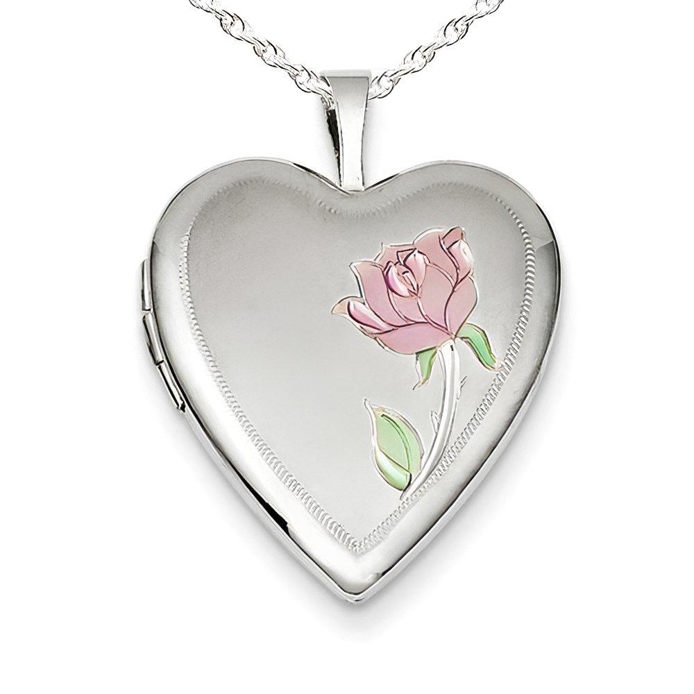 Silver Flower Heart Photo Locket