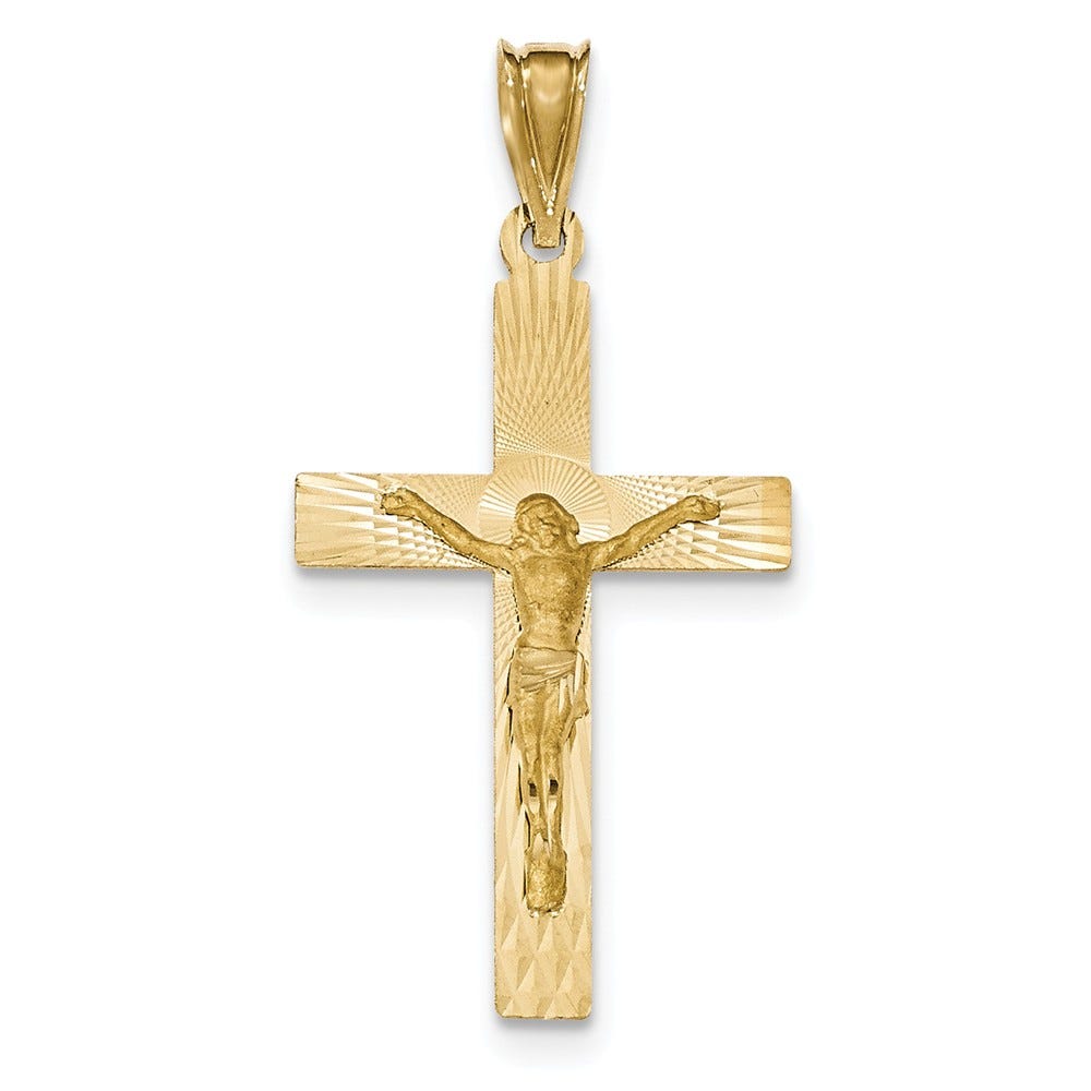 14k Polished Satin and D/C Crucifix Pendant