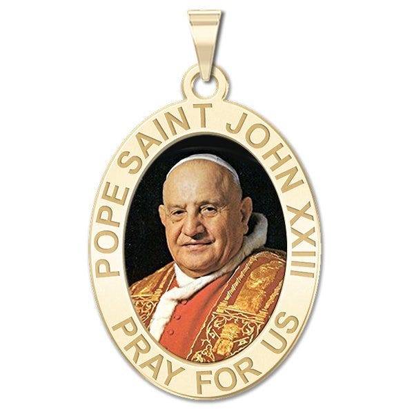 Pope Saint John XXIII Oval Religious Medal "Color EXCLUSIVE"