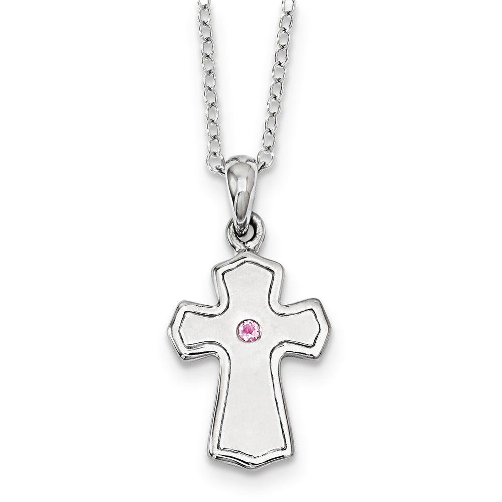 Sterling Silver CZ Child Of God (Girl) 14in. Necklace